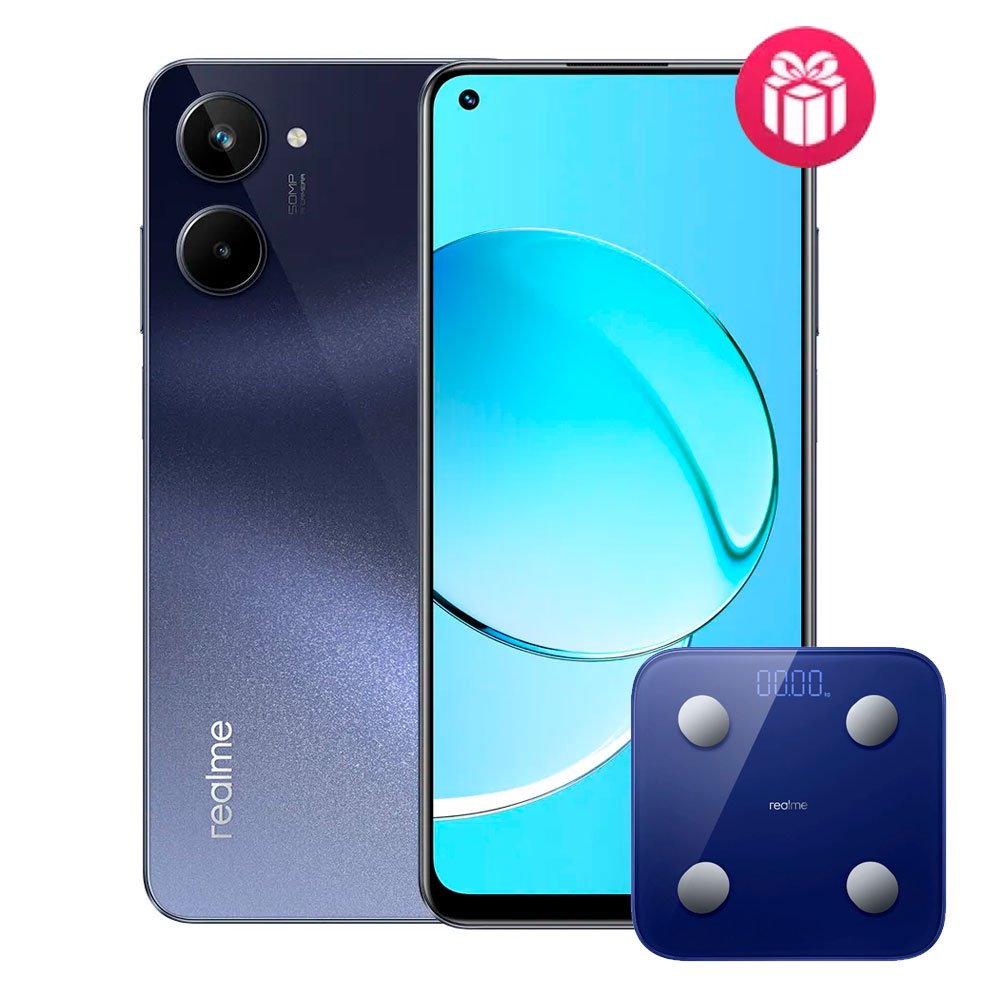 Смартфон Realme 10 8/256GB Rush Black + Весы напольные Realme Smart Scale RMH2011 Blue