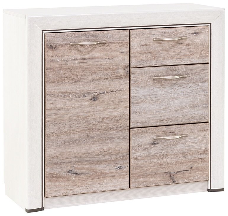 Комод ANREX 1D3S, 96x36.3x87 см, белый, коричневый