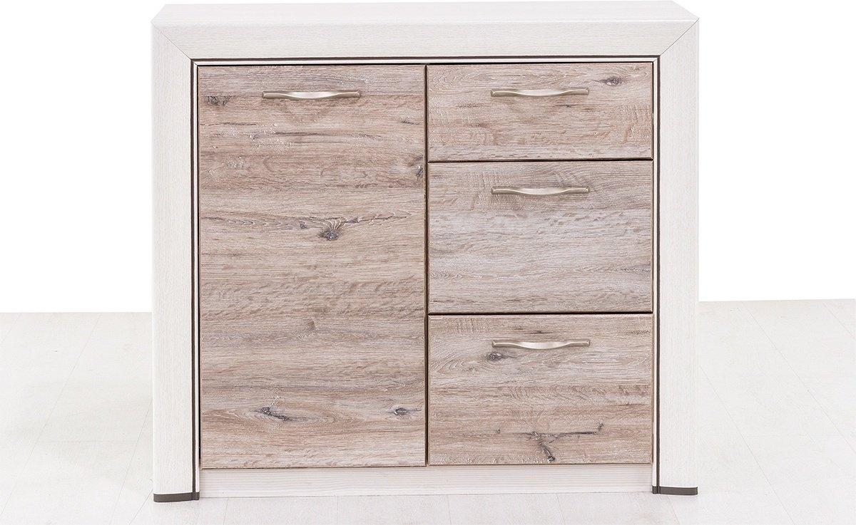 Комод ANREX 1D3S, 96x36.3x87 см, белый, коричневый - ForteMarket Комод ANREX 1D3S, 96x36.3x87 см, белый, коричневый купить,0