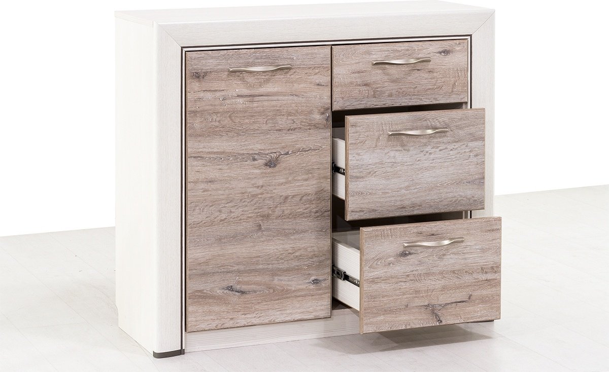 Комод ANREX 1D3S, 96x36.3x87 см, белый, коричневый - ForteMarket Комод ANREX 1D3S, 96x36.3x87 см, белый, коричневый купить,0
