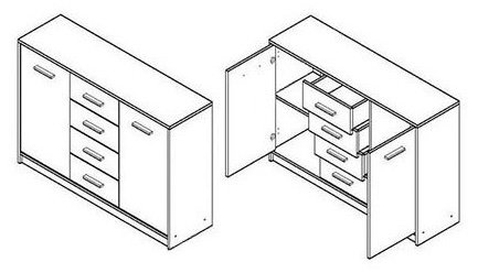 Комод Гербор 118.5x33.5x83.5 см, ЛДСП, Непо КОМ2D4S купить,NaN