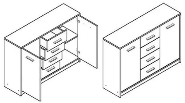 Комод Гербор 118.5x33.5x83.5 см, ЛДСП, Непо КОМ2D4S купить,NaN