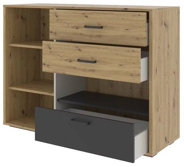 Комод НК Мебель KUBO 71705624, 120x42x90 см, коричневый, черный - ForteMarket Комод НК Мебель KUBO 71705624, 120x42x90 см, коричневый, черный купить,0