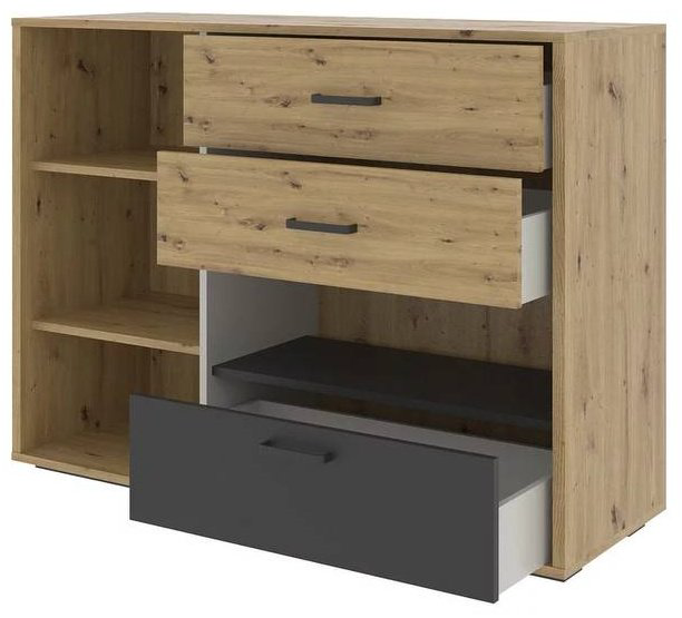 Комод НК Мебель KUBO 71705624, 120x42x90 см, коричневый, черный купить,NaN