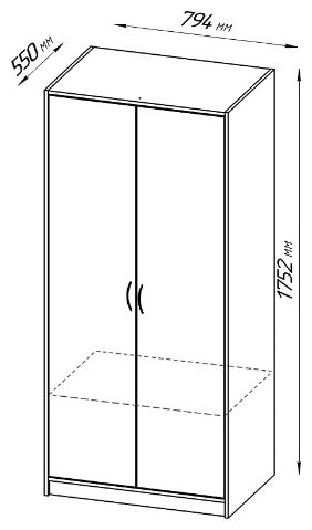 Распашной шкаф СВЕДСТА ОРИОН, 79x175х55 см, белый купить,0