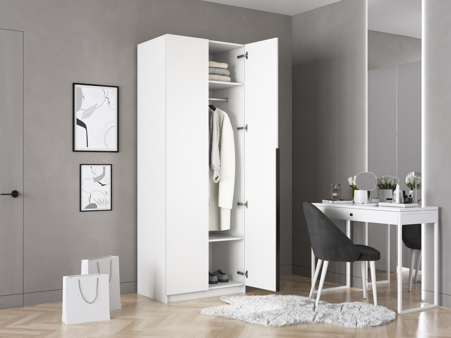 Распашной шкаф Мебель Азии Локер, 80x220х53 см, белый купить,NaN