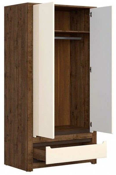 Распашной шкаф BRW Эрика SZF2D1S Софт, 104x204х60.5 см, белый, коричневый купить,NaN