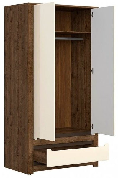 Распашной шкаф BRW Эрика SZF2D1S Софт, 104x204х60.5 см, белый, коричневый купить,NaN