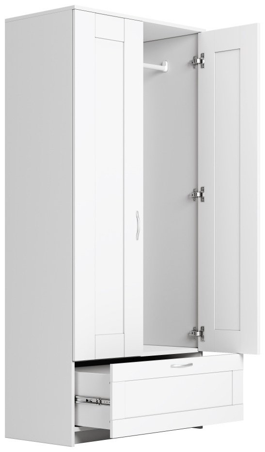 Распашной шкаф Сириус-1, 78x190х50 см, белый купить,NaN