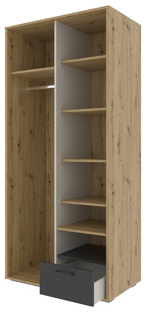 Распашной шкаф НК Мебель KUBO ШК-90 71705626, 90x195х52 см, серый, коричневый купить,NaN