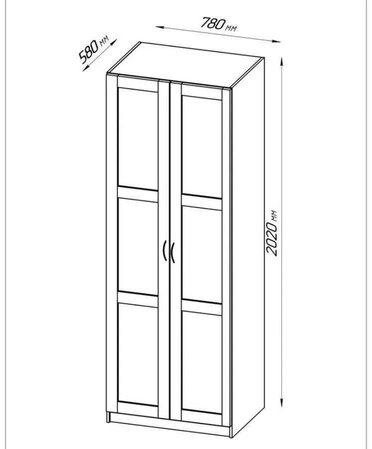 Распашной шкаф СВЕДСТА ПЕГАС, 78x202х58 см, коричневый купить,0