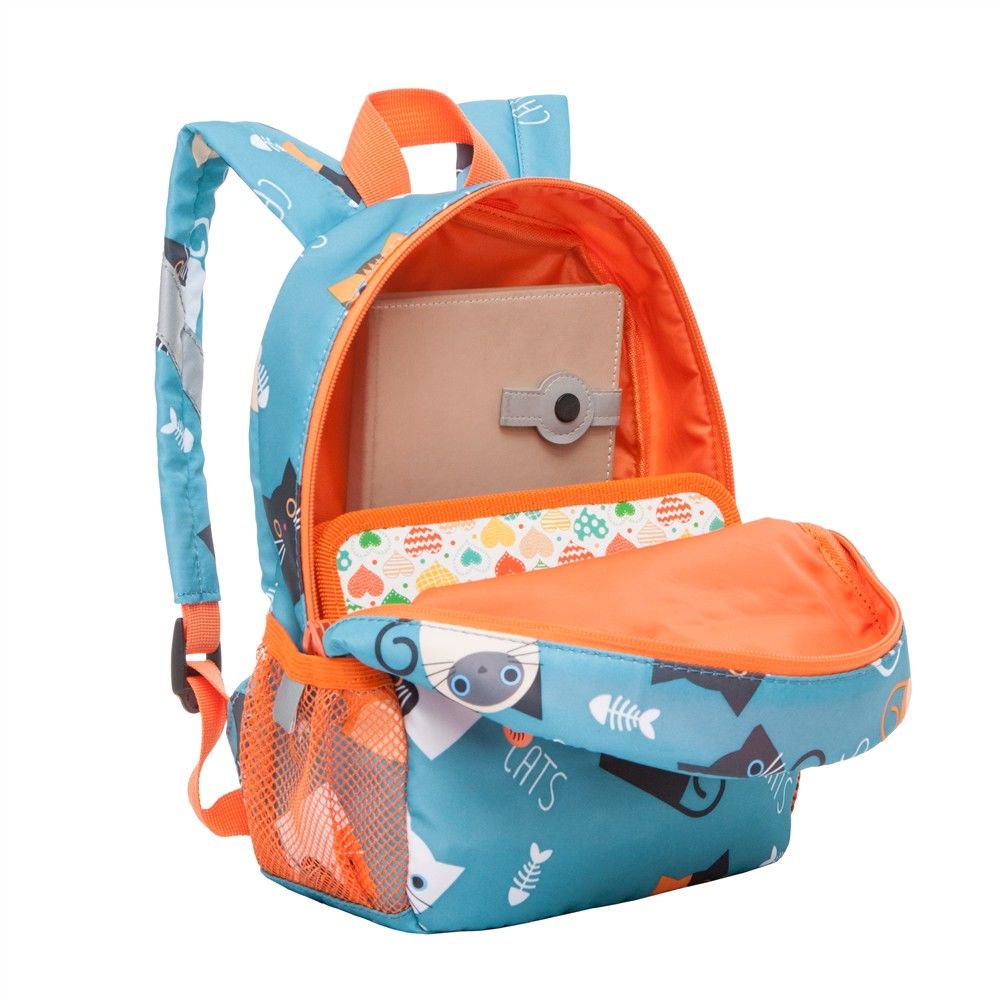 Рюкзак Grizzly Kids Коты с рыбой голубой купить,NaN