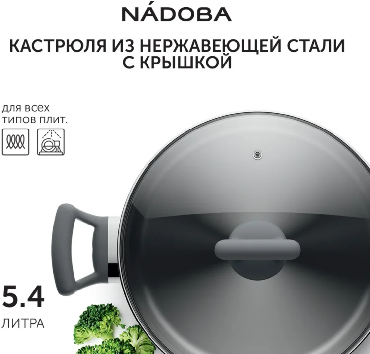 Кастрюля Nadoba Vikki 796111 5.4л 24см серый купить,30490