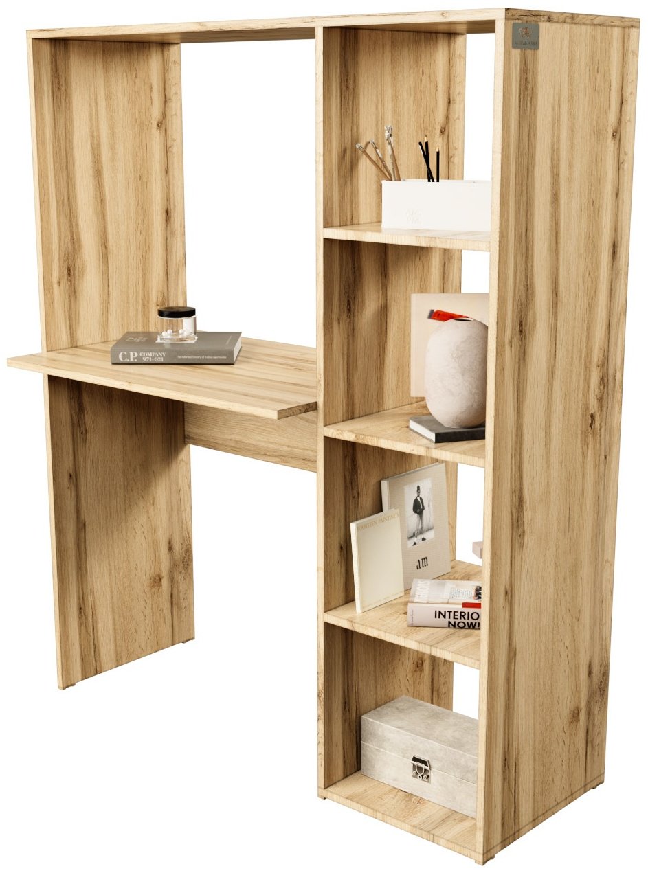 Стол компьютерный с надстройкой Мебель Азии Стоунхендж, 114х50x140 см, коричневый