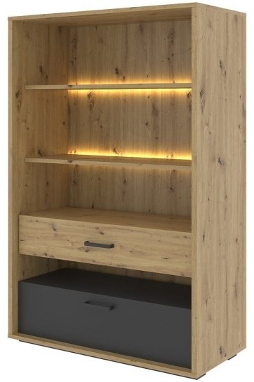 Стеллаж НК Мебель KUBO МДФ, ЛДСП, 90x42x138, черный, коричневый