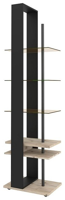 Стеллаж напольный Глазов, 212x40x56 см, черный, коричневый купить,NaN