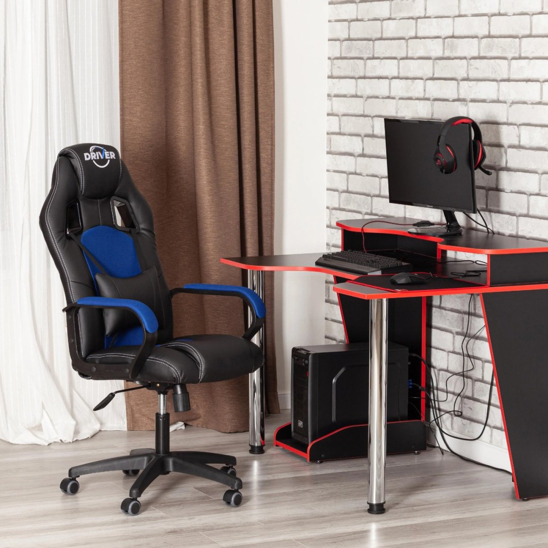 Игровое кресло Tetchair Driver, черный, синий купить,NaN