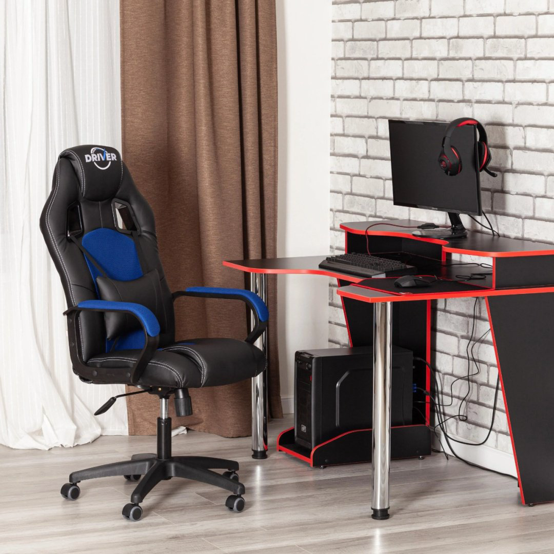 Игровое кресло Tetchair Driver, черный, синий купить,NaN