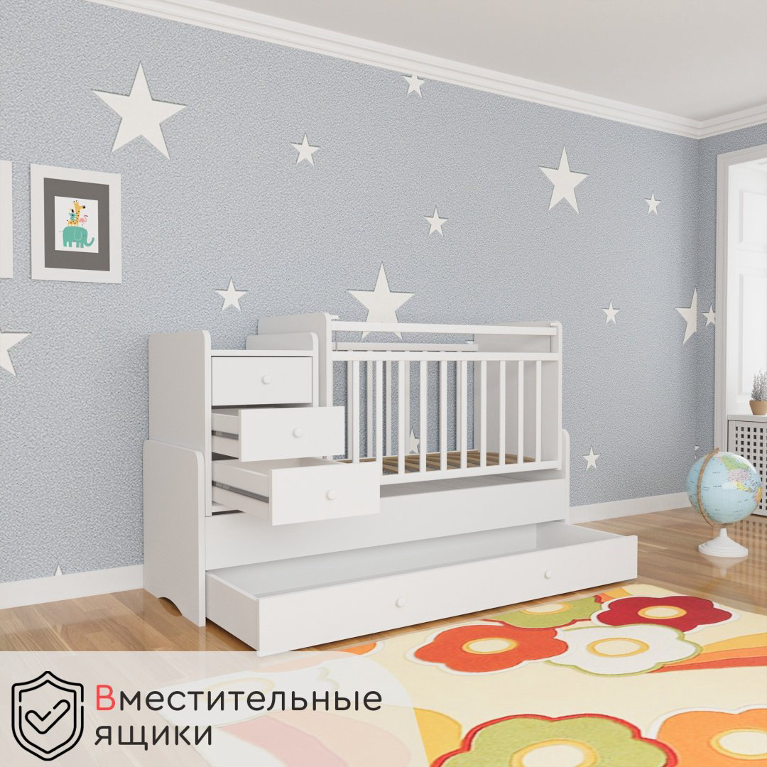 Кровать трансформер TOMIX Freddo TRK-1, белый купить,NaN