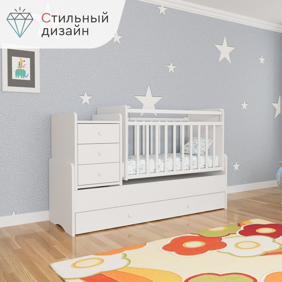 Кровать трансформер TOMIX Freddo TRK-1, белый купить,NaN