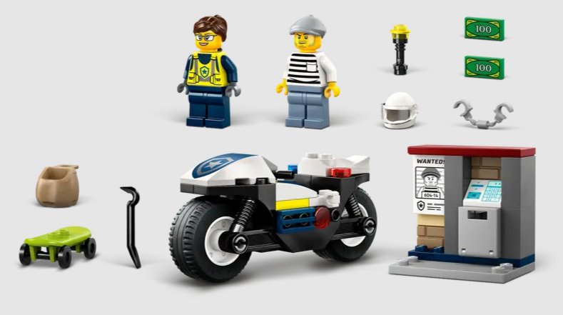 Конструктор LEGO Город. Погоня на полицейском мотоцикле, деталей 65 шт купить,NaN