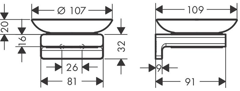 HansGrohe мыльница AddStoris 41746000 2 шт, металл, стекло