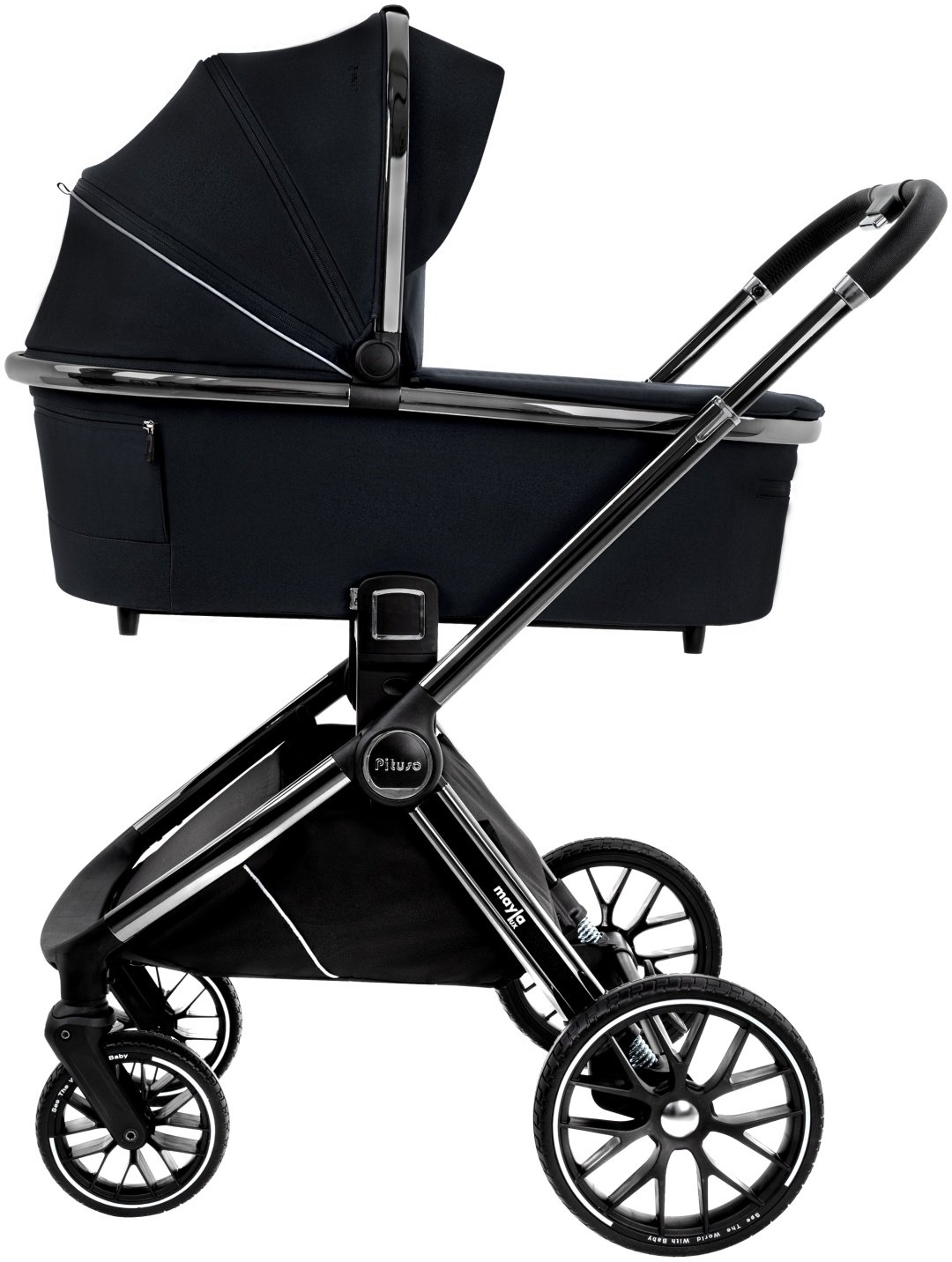 Коляска универсальная 2 в 1 Pituso Mayla lux Black LUX/222, черный купить,0