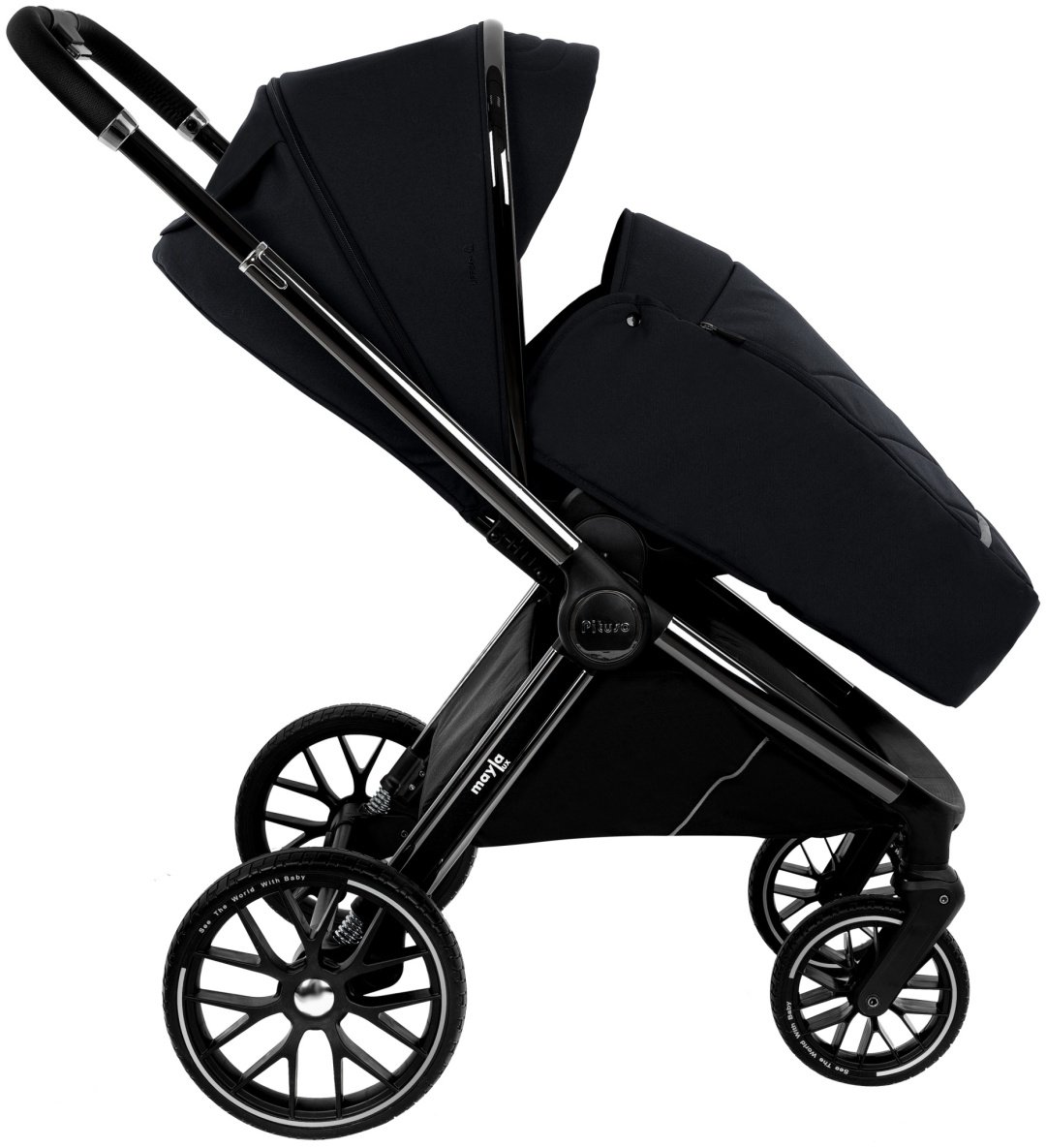 Коляска универсальная 2 в 1 Pituso Mayla lux Black LUX/222, черный купить,0