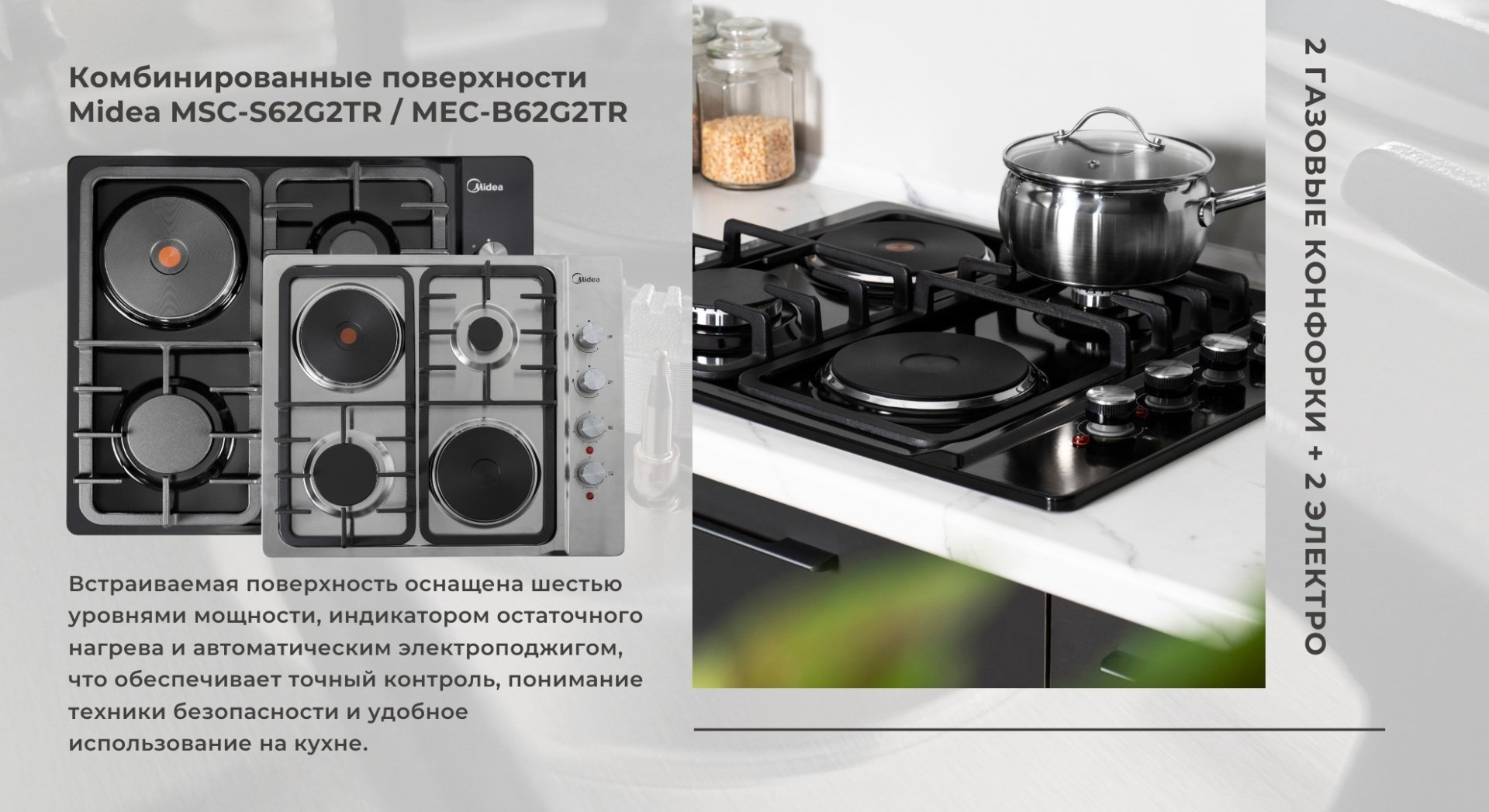 Варочная поверхность Midea MEC-B62G2TR черный купить,NaN
