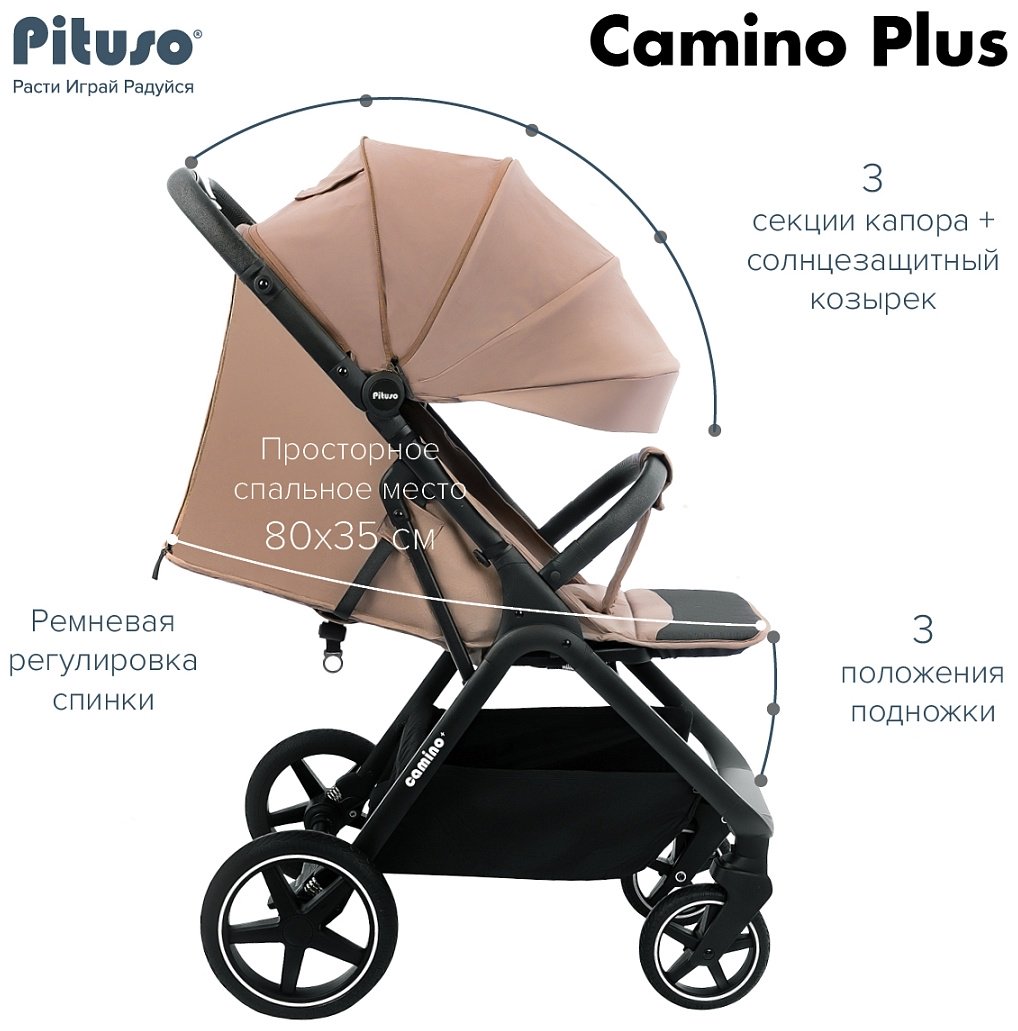 Коляска прогулочная Pituso CAMINO+Q-5/Cream Beige, бежевый купить,0