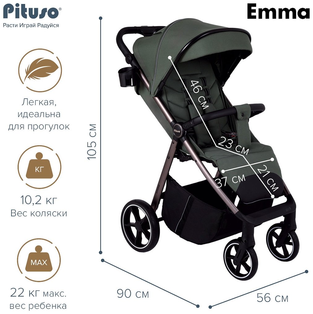 Коляска прогулочная Pituso EMMA ET6/Palm Green, зеленый - ForteMarket Коляска прогулочная Pituso EMMA ET6/Palm Green, зеленый купить,0