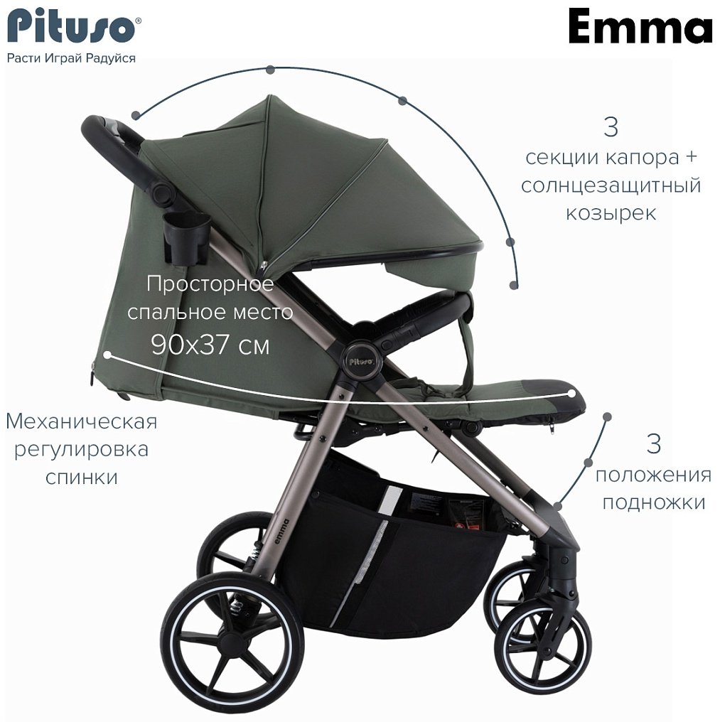 Коляска прогулочная Pituso EMMA ET6/Palm Green, зеленый - ForteMarket Коляска прогулочная Pituso EMMA ET6/Palm Green, зеленый купить,0