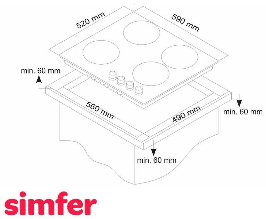 Варочная поверхность Simfer H60Q40M572 серебристый - ForteMarket Варочная поверхность Simfer H60Q40M572 серебристый купить,0