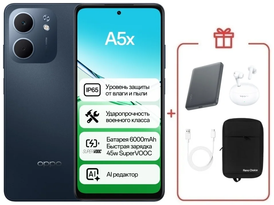 Смартфон Oppo A5x 4/64 Midnight Blue + подарок купить,NaN