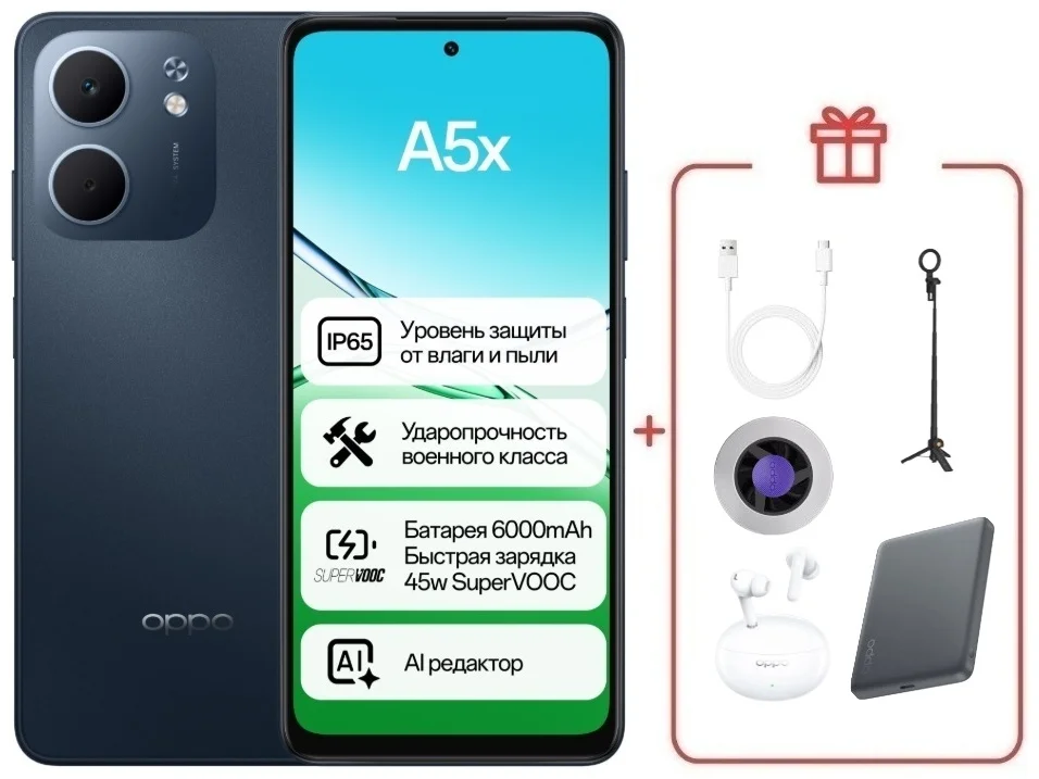 Смартфон Oppo A5x 4/64 Midnight Blue + подарок купить,NaN