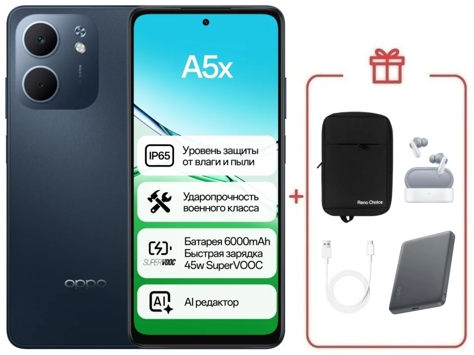 Смартфон Oppo A5x 4/64 Midnight Blue + подарок купить,NaN