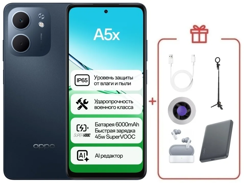 Смартфон Oppo A5x 4/64 Midnight Blue + подарок купить,NaN