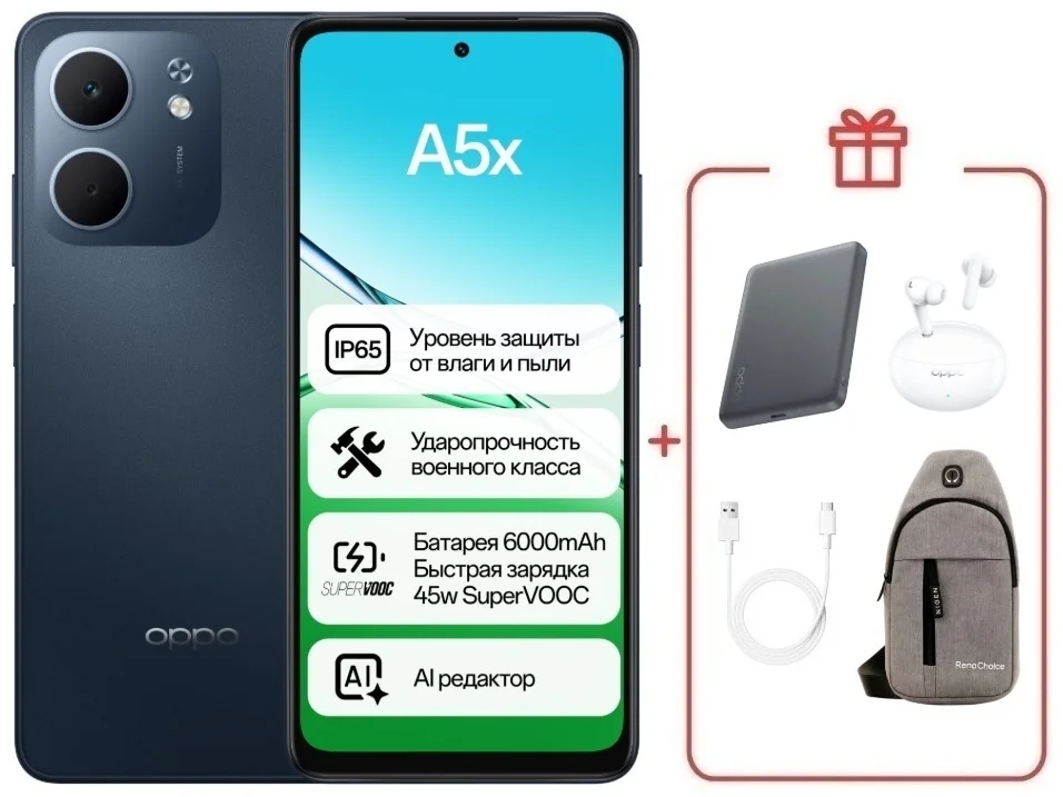 Смартфон Oppo A5x 4/64 Midnight Blue + подарок купить,NaN
