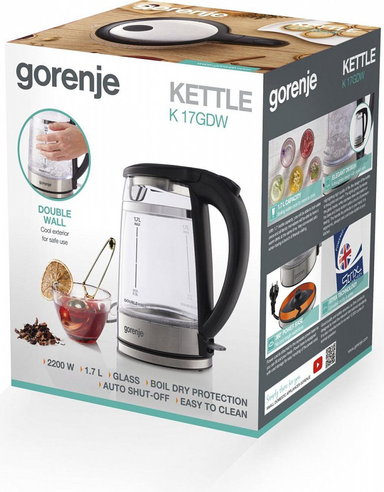 Электрочайник Gorenje K17GDW серебристый купить,NaN