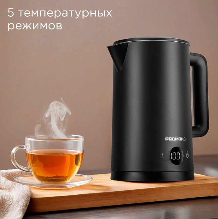 Электрочайник REDMOND KM245 черный, стальной, серебристый купить,38990