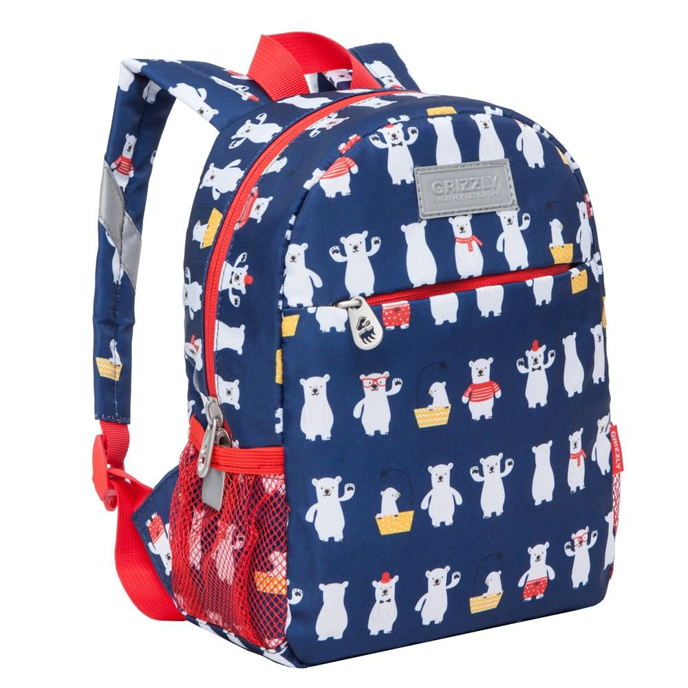 Рюкзак Grizzly Kids Белые медведи синий купить,NaN