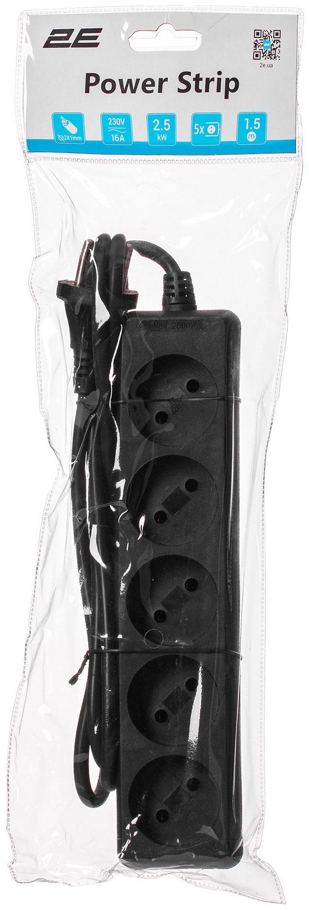 Удлинитель 2E U0510M1.5BK 1.5 м купить,0