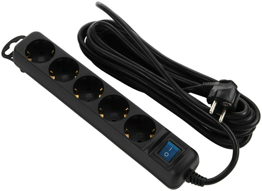 Сетевой фильтр 2E U05ES15M5BK 5 м