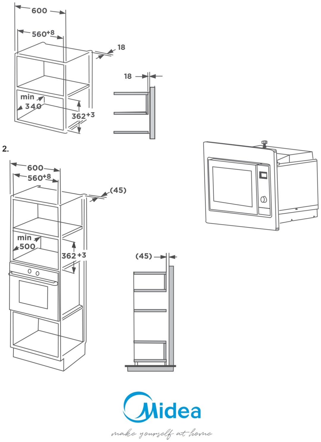 Микроволновая печь Midea MMWB204BB-GW белый - ForteMarket Микроволновая печь Midea MMWB204BB-GW белый купить,0