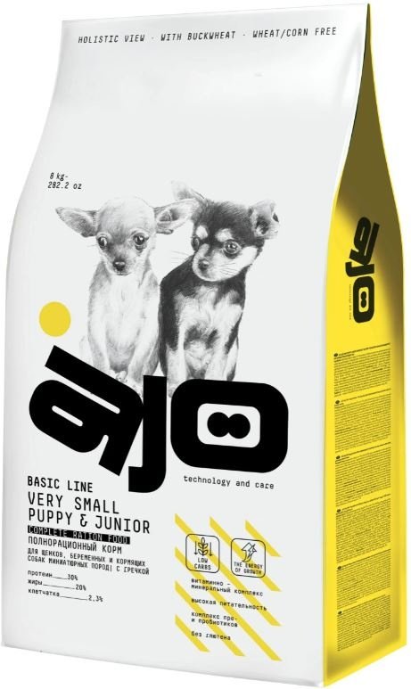 Корм AJO Basic Line Very Small Puppy & Junior для щенков миниатюрных пород 8 кг