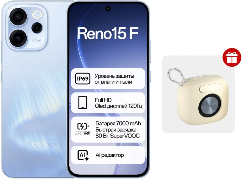 Смартфон Oppo Reno15 F 12/512 Aurora Blue + подарок купить,NaN