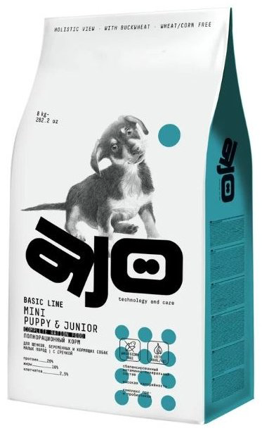 Корм AJO Basic Line Mini Puppy & Junior для щенков мелких пород 8 кг купить,NaN