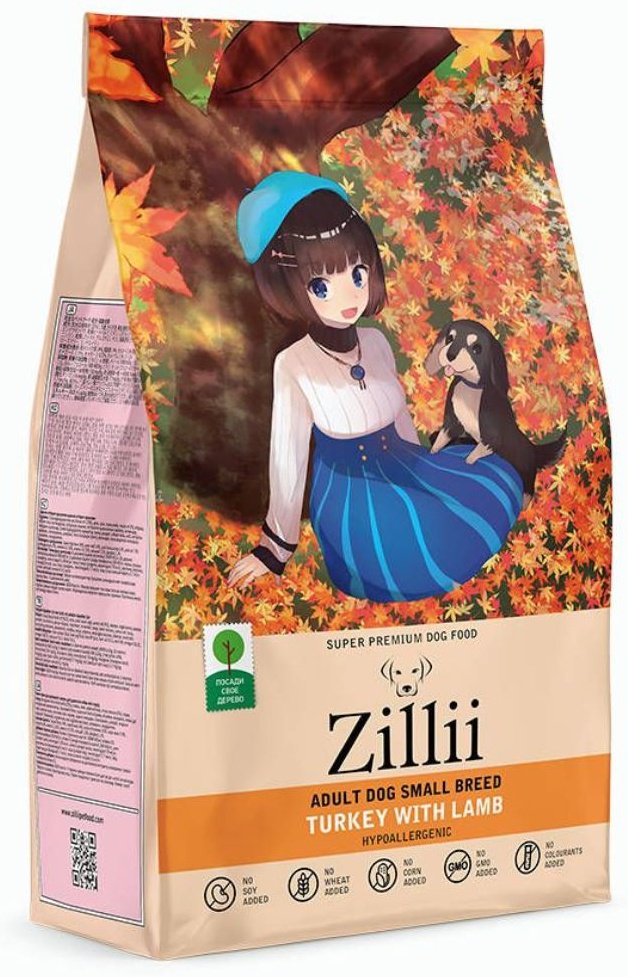 Корм Zillii Adult Dog Small Breed Индейка, ягненок для взрослых мелких пород 15 кг