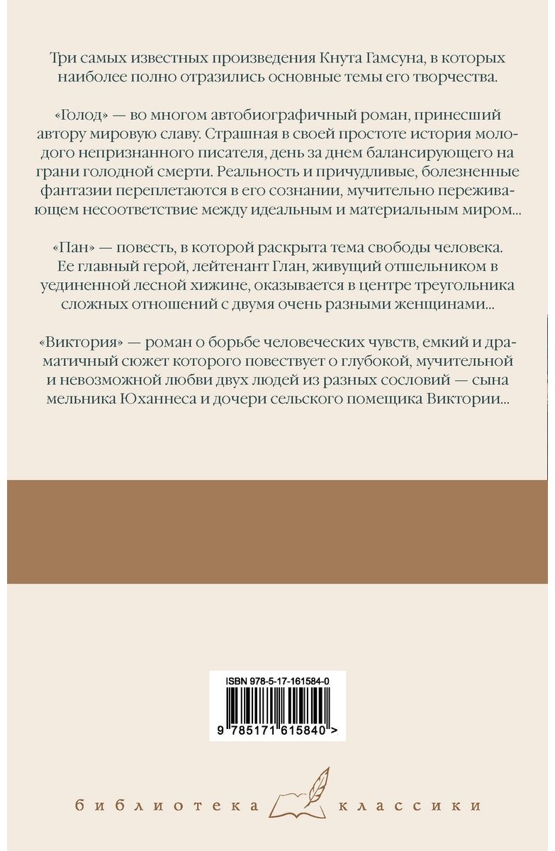 Книга Гамсун К.: Голод. Пан. Виктория купить,NaN