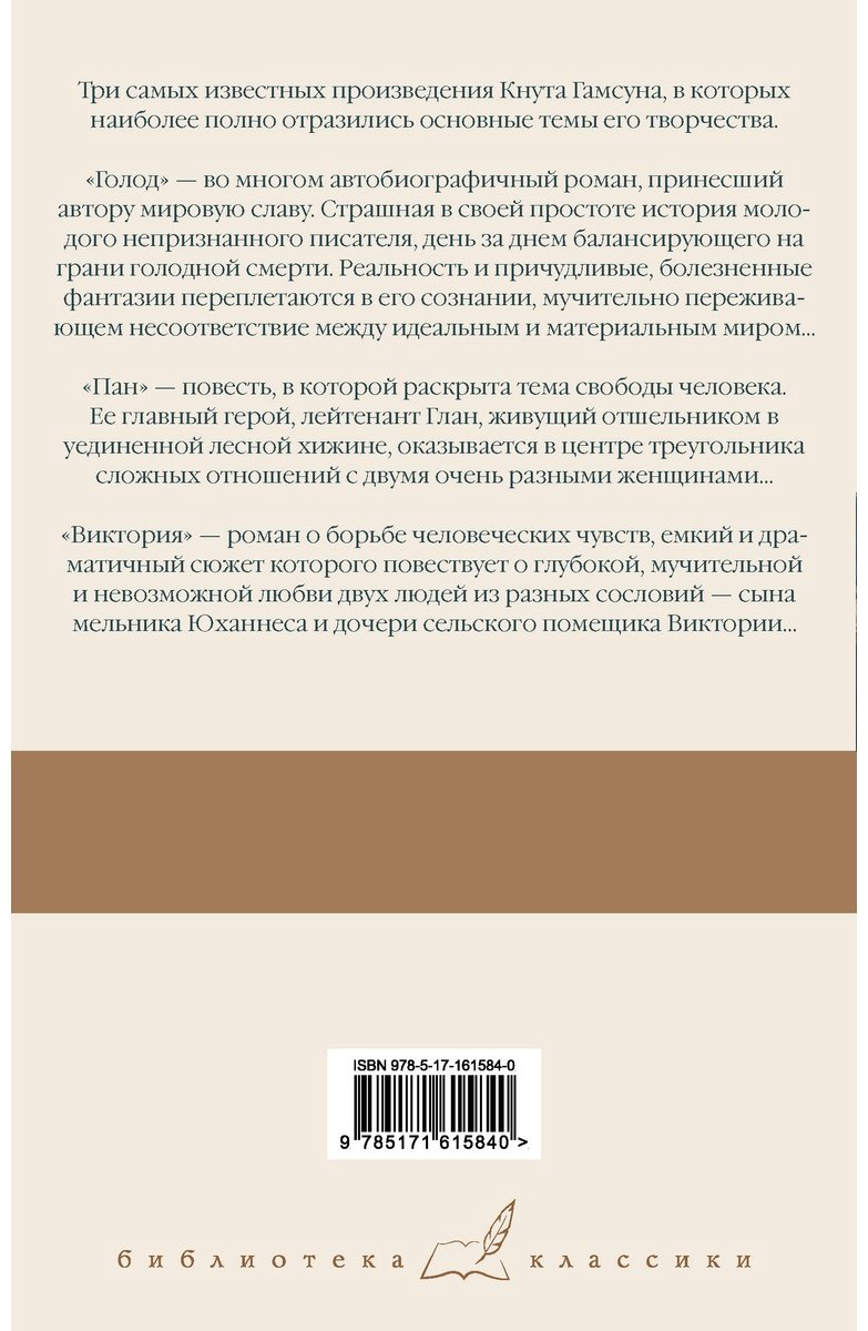 Книга Гамсун К.: Голод. Пан. Виктория купить,NaN